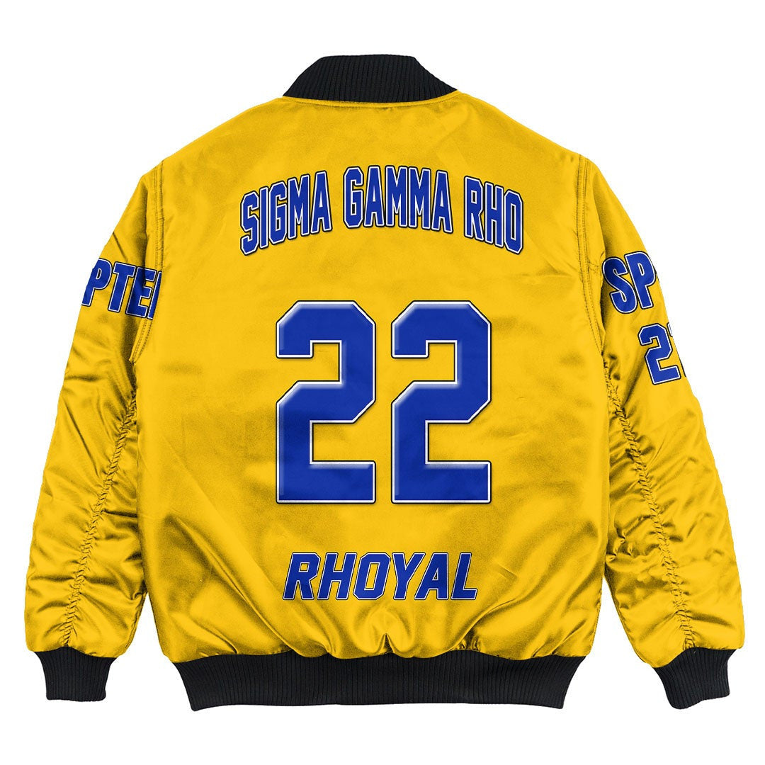 Sorority Jacket - Personalized Sigma Gamma Rho Gold Bomber Jacket