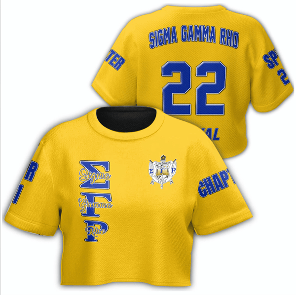 Sorority TShirt - Personalized Sigma Gamma Rho Gold Croptop TShirt