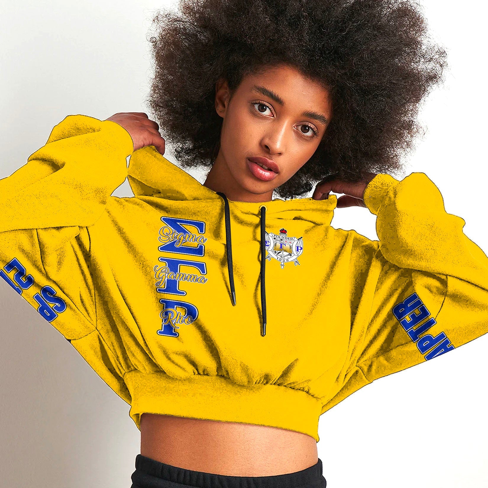 Sorority Hoodie - Personalized Sigma Gamma Rho Gold Croptop Hoodie