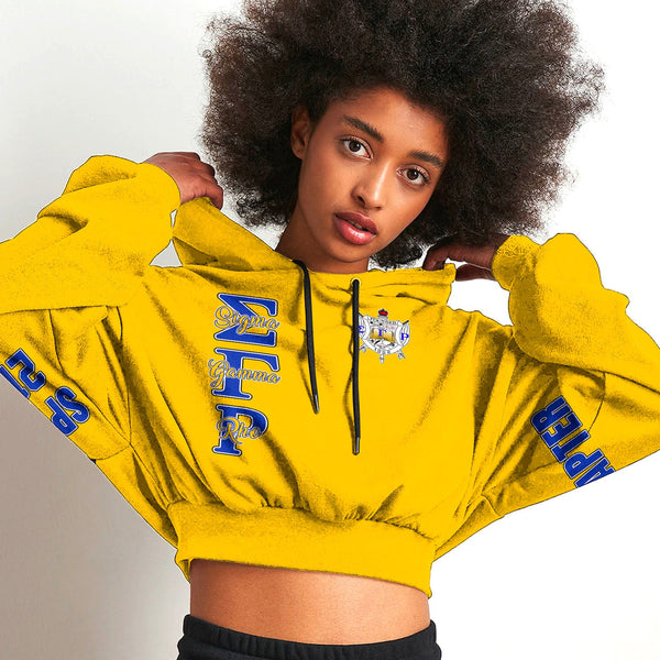 Sorority Hoodie - Personalized Sigma Gamma Rho Gold Croptop Hoodie