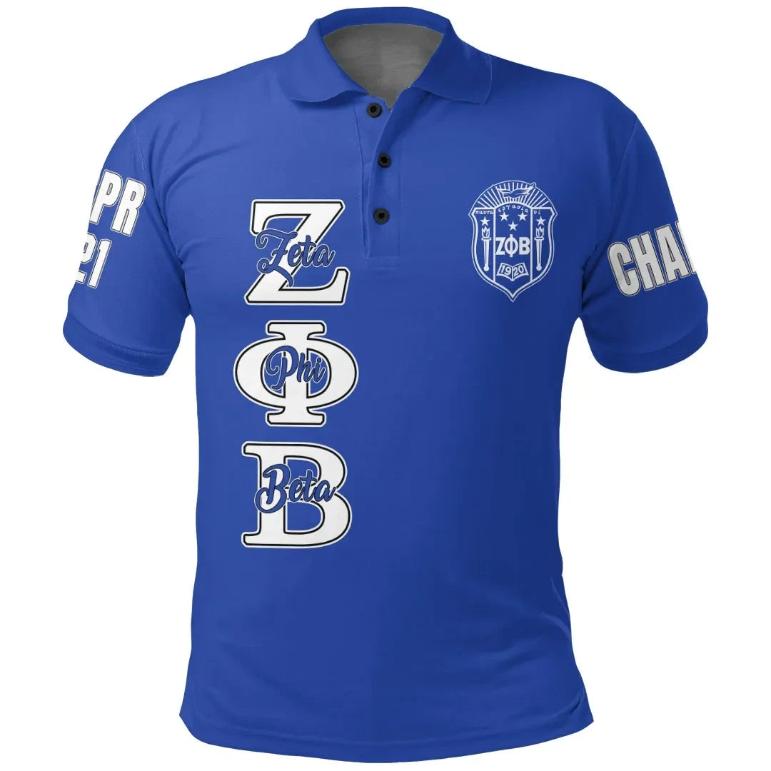 Sorority Polo - Personalized Zeta Phi Beta Blue Polo Shirt