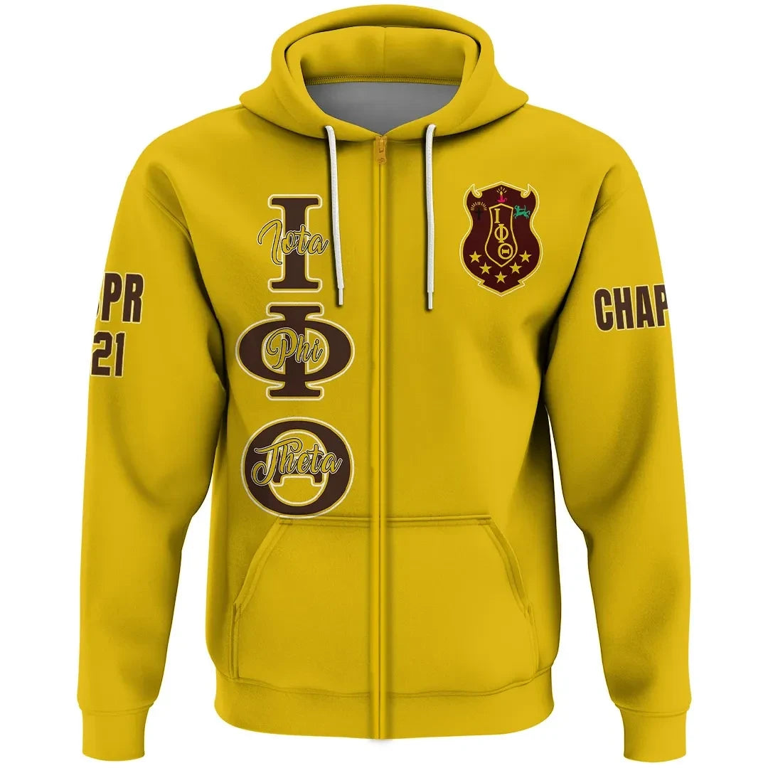 Fraternity Hoodie - Personalized Iota Phi Theta Gold Zip Hoodie