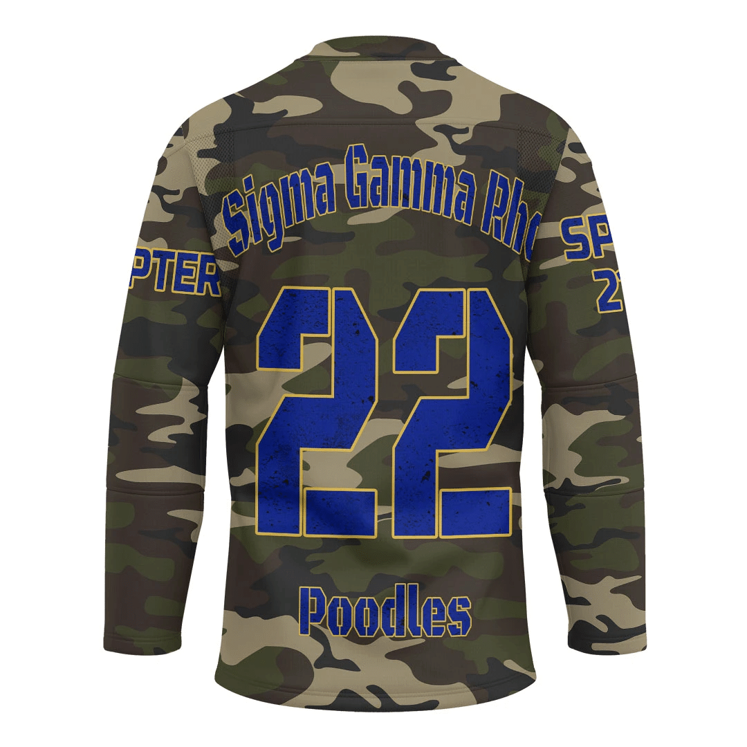 Sorority Hockey Jersey - Personalized Sigma Gamma Rho Camouflage Hockey Jersey