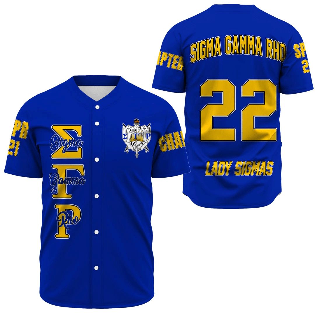Sorority Baseball Jersey - Personalized Sigma Gamma Rho Blue Baseball Jersey