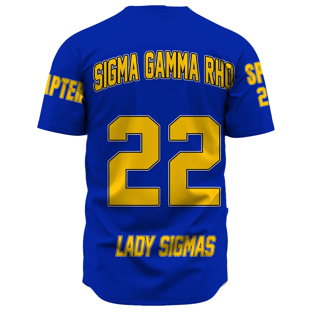 Sorority Baseball Jersey - Personalized Sigma Gamma Rho Blue Baseball Jersey