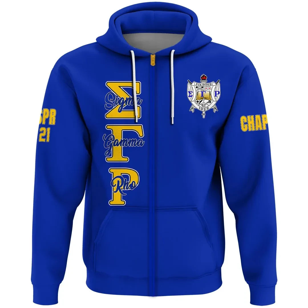 Sorority Hoodie - Personalized Sigma Gamma Rho Blue Zip Hoodie