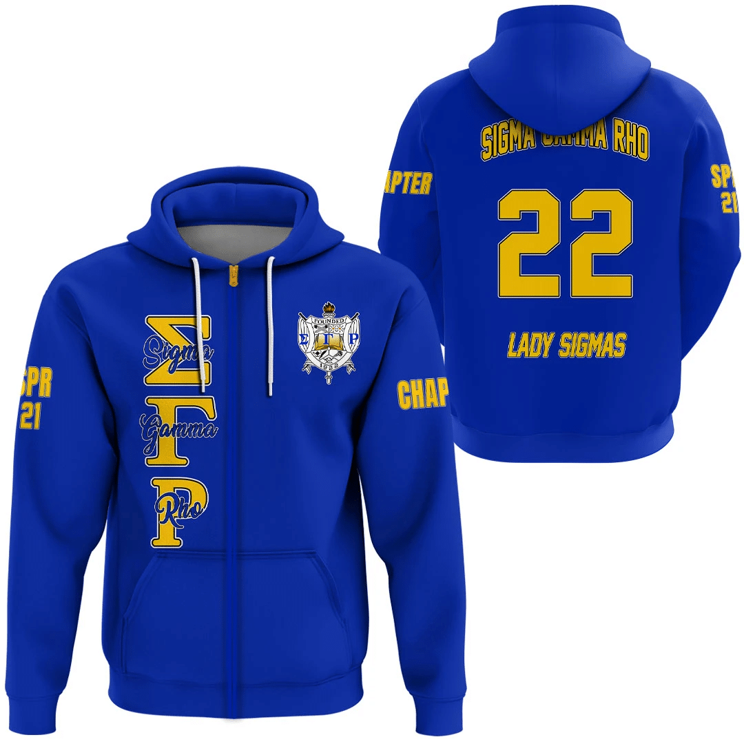 Sorority Hoodie - Personalized Sigma Gamma Rho Blue Zip Hoodie