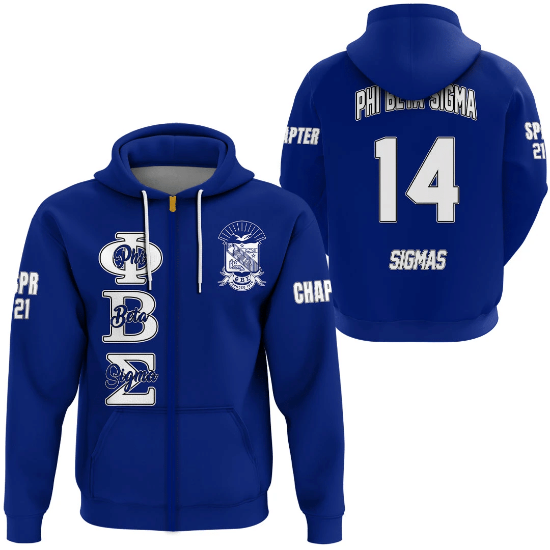 Fraternity Hoodie - Personalized Phi Beta Sigma Blue Zip Hoodie