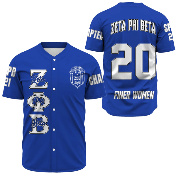 Sorority Baseball Jersey - Personalized Zeta Phi Beta Blue Baseball Jersey