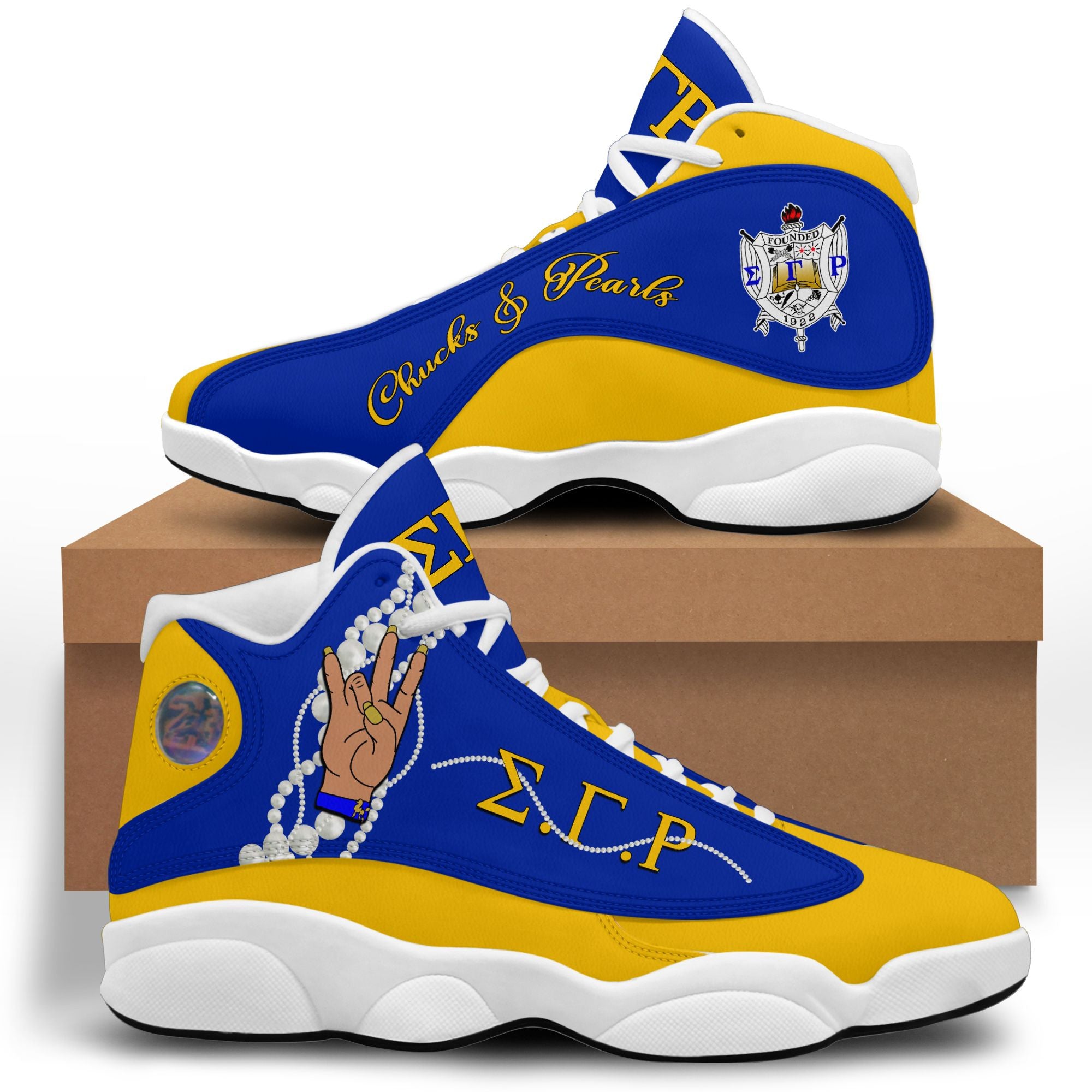 Sorority Footwear - Sigma Gamma Rho Chucks & Pearls Sneakers J.13