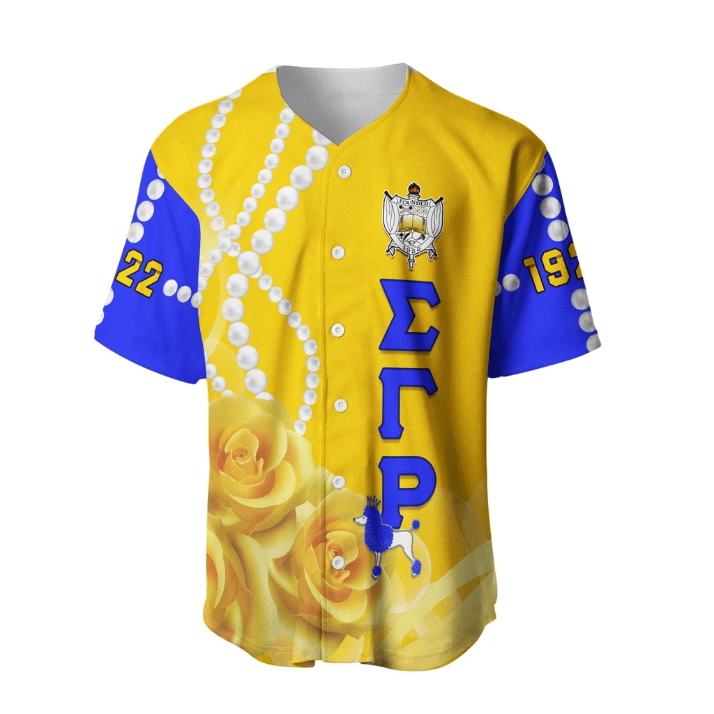 Sorority Baseball Jersey - Sigma Gamma Rho Yellow Tea Rose Baseball Jersey