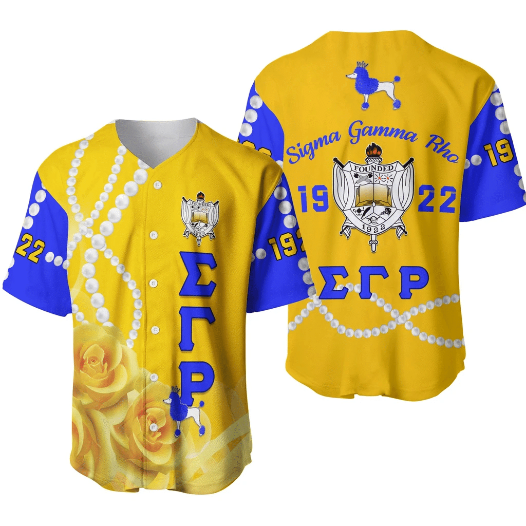 Sorority Baseball Jersey - Sigma Gamma Rho Yellow Tea Rose Baseball Jersey