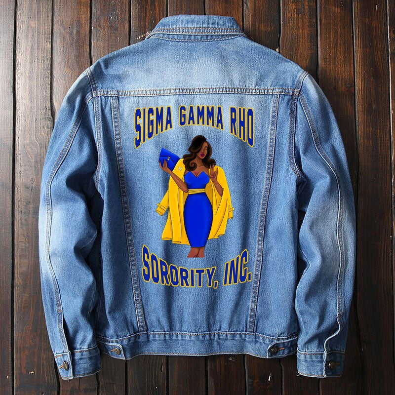 Sorority Jacket - Sigma Gamma Rho Ladt Denim Jacket
