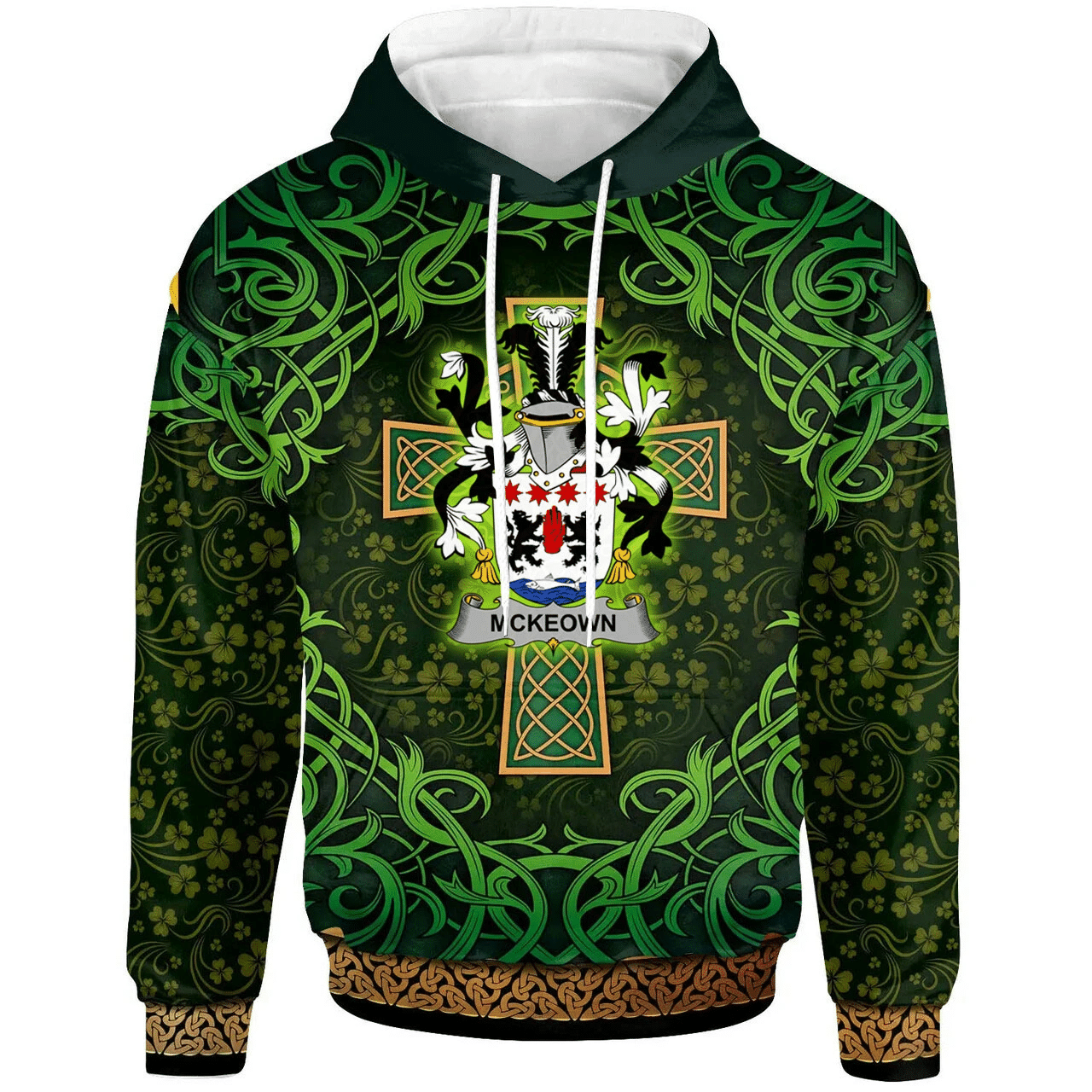 Ireland Hoodie - McKeown Irish Family Crest Hoodie - Celtic Cross Shamrock Patterns