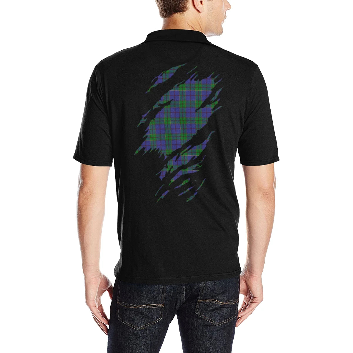 Strachan Clan Polo Shirt, Scottish Tartan Strachan Clans Polo Shirt Full Black Style