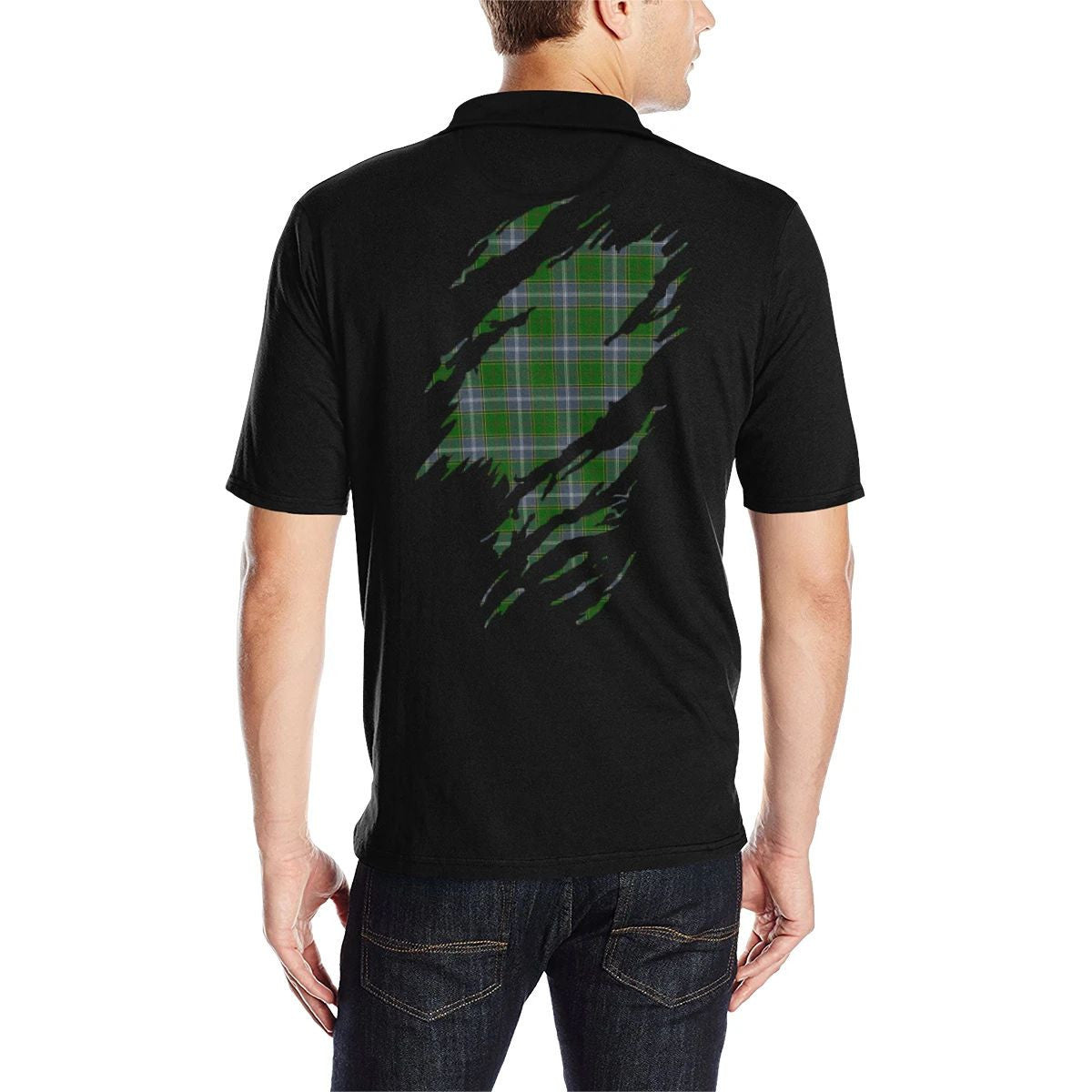 Pringle Clan Polo Shirt, Scottish Tartan Pringle Clans Polo Shirt Full Black Style