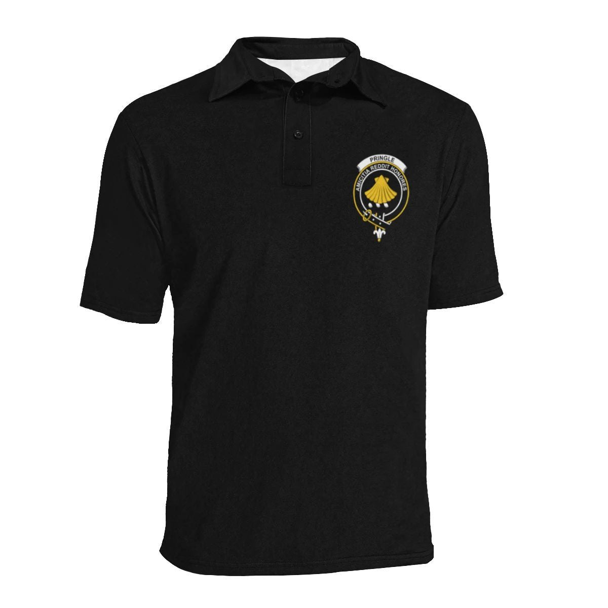 Pringle Clan Polo Shirt, Scottish Tartan Pringle Clans Polo Shirt Full Black Style