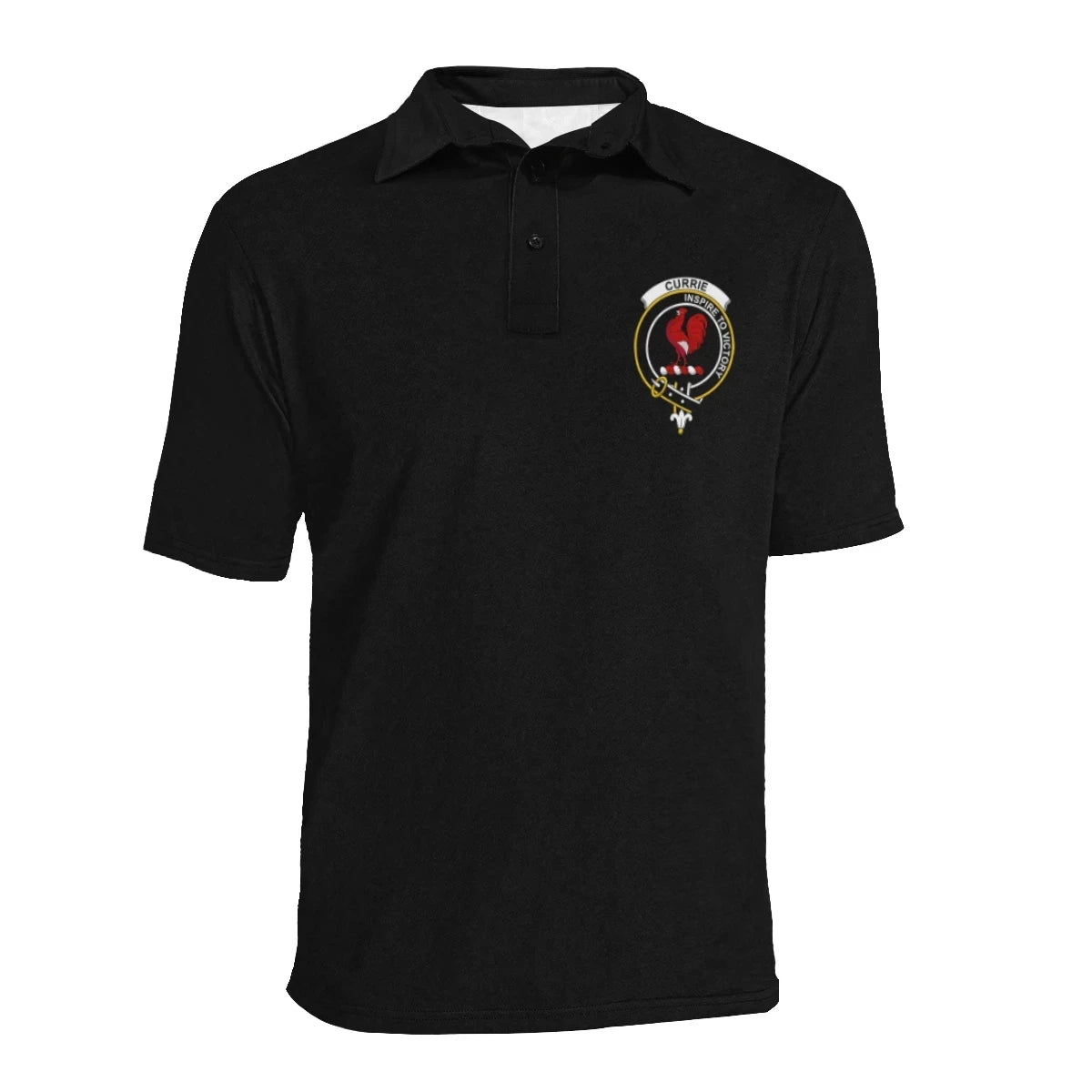 Currie or Curry Clan Polo Shirt, Scottish Tartan Currie or Curry Clans Polo Shirt Full Black Style