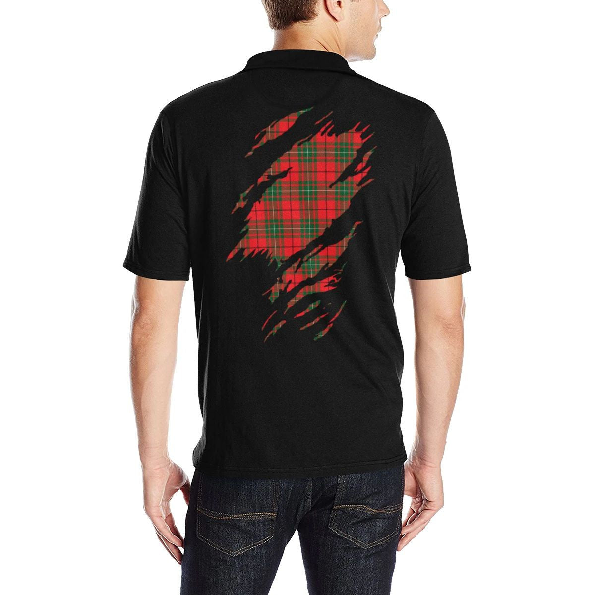 MacAuley Clan Polo Shirt, Scottish Tartan MacAuley Clans Polo Shirt Full Black Style