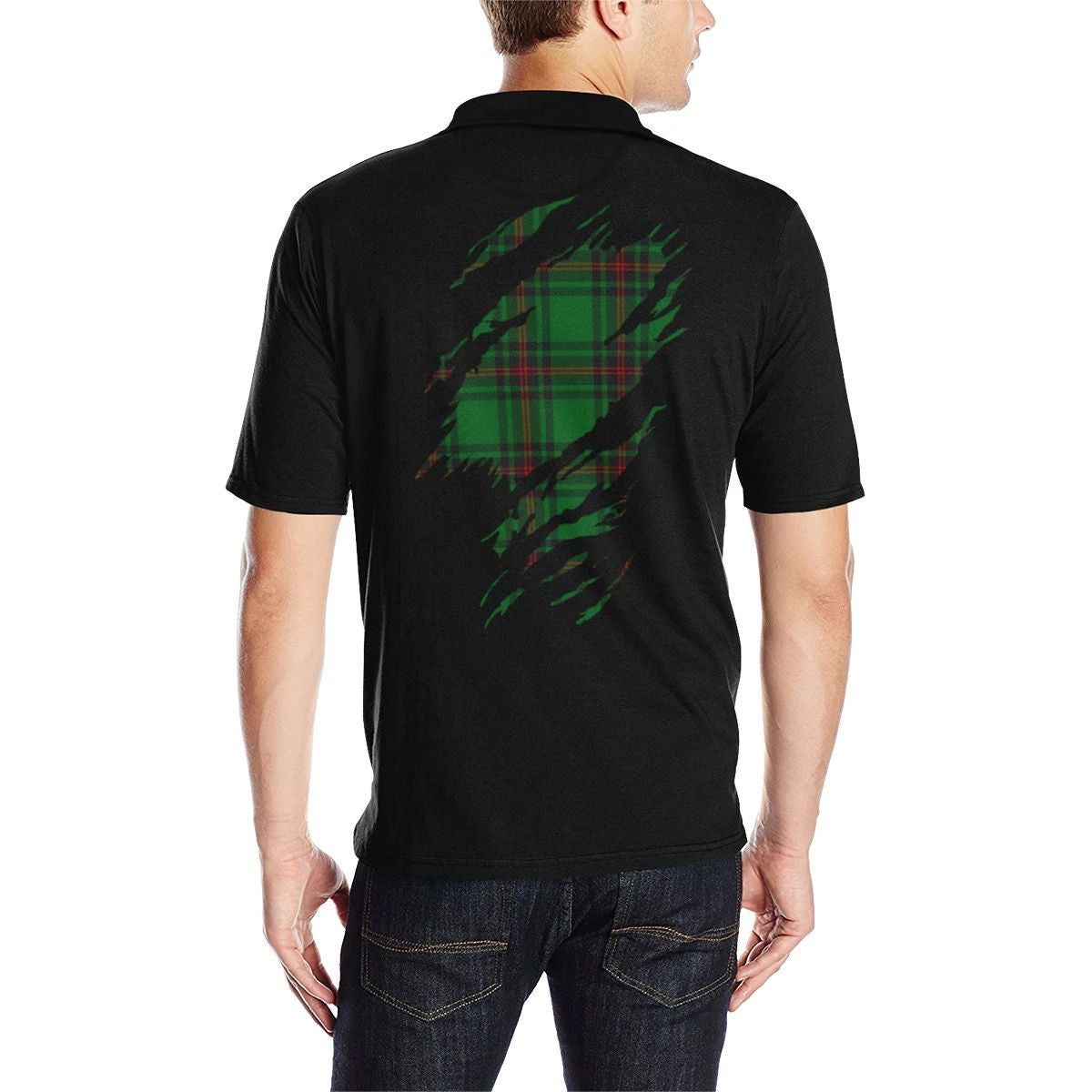 Anstruther Clan Polo Shirt, Scottish Tartan Anstruther Clans Polo Shirt Full Black Style