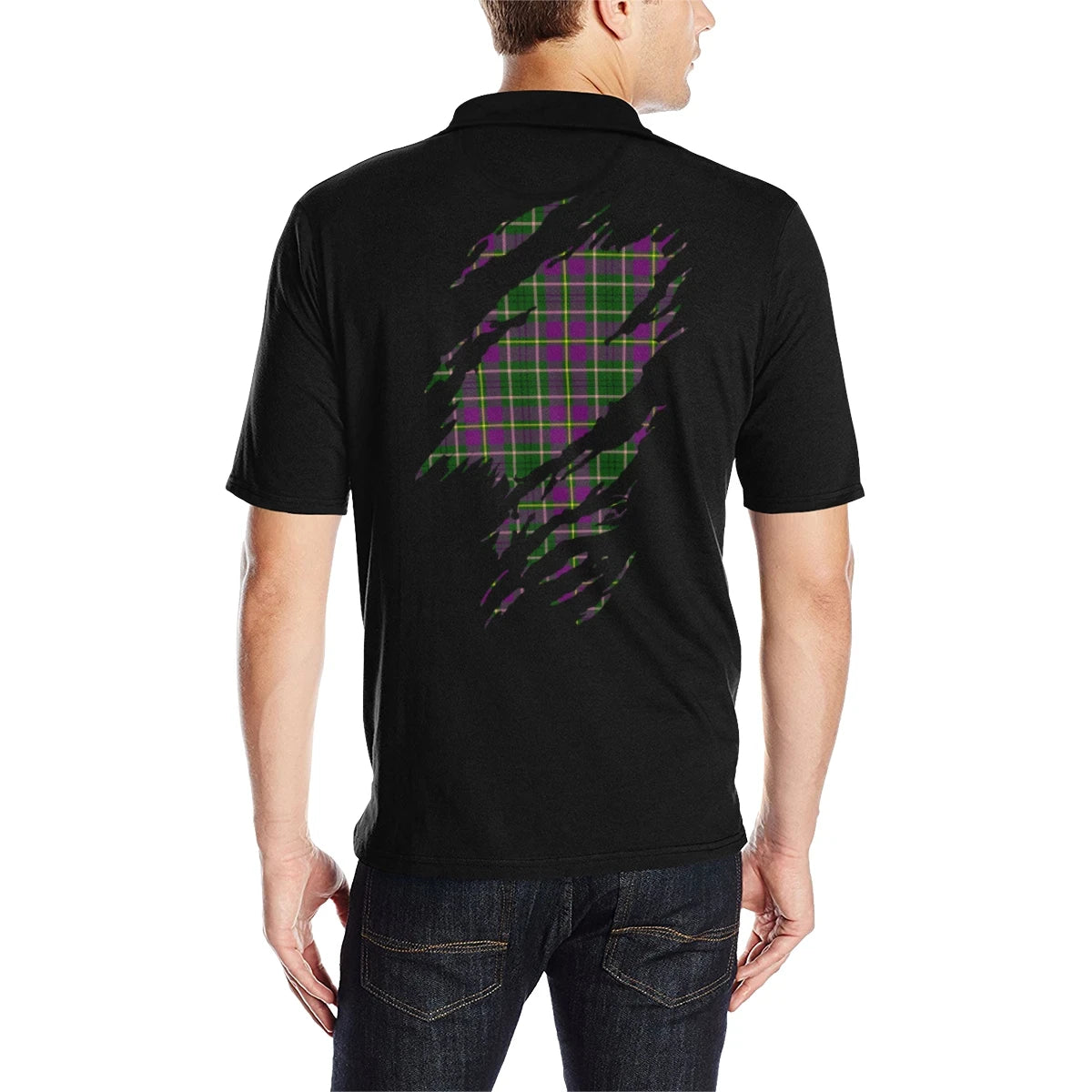 Tailyour (or Taylor) Clan Polo Shirt, Scottish Tartan Tailyour (or Taylor) Clans Polo Shirt Full Black Style