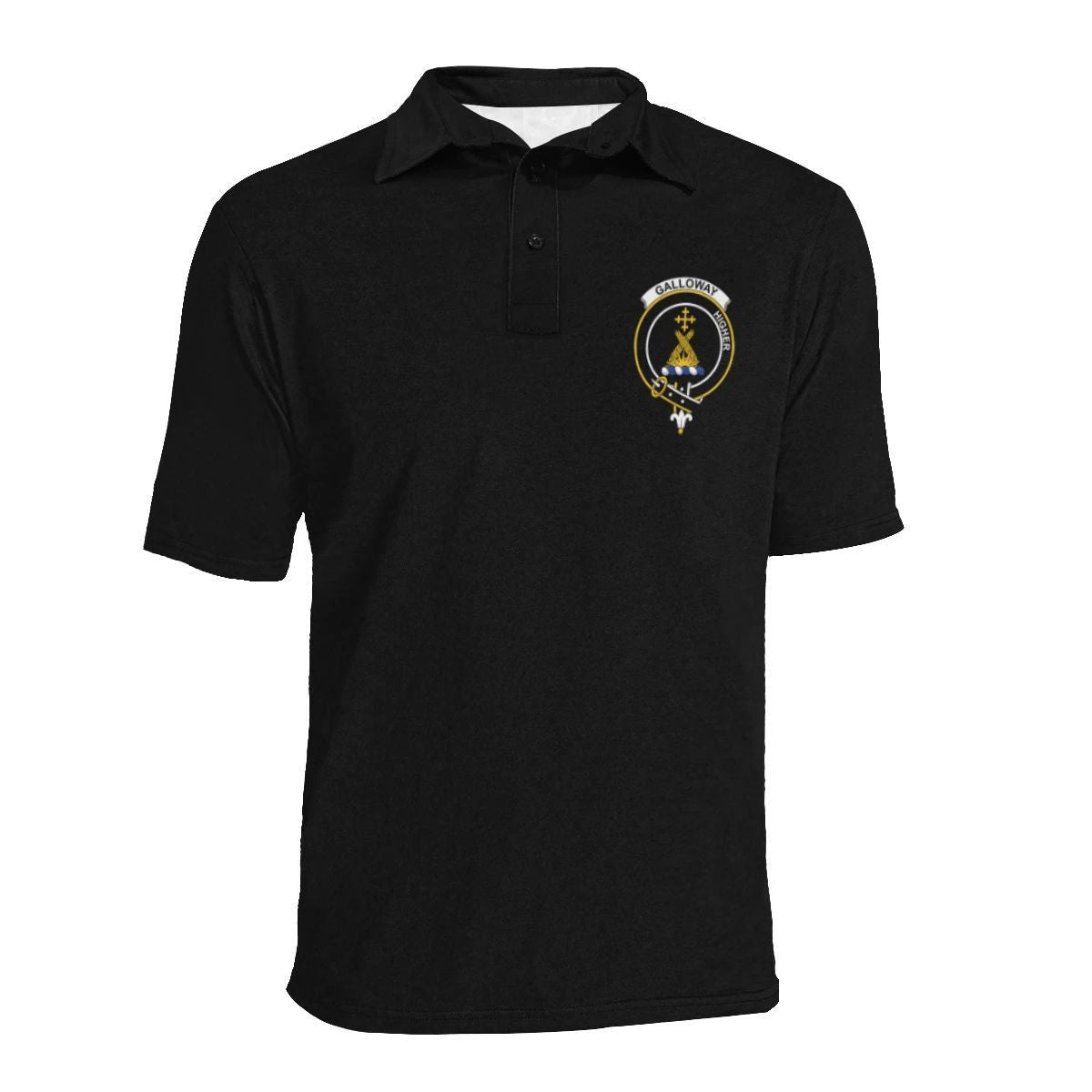 Galloway Clan Polo Shirt, Scottish Tartan Galloway Clans Polo Shirt Full Black Style