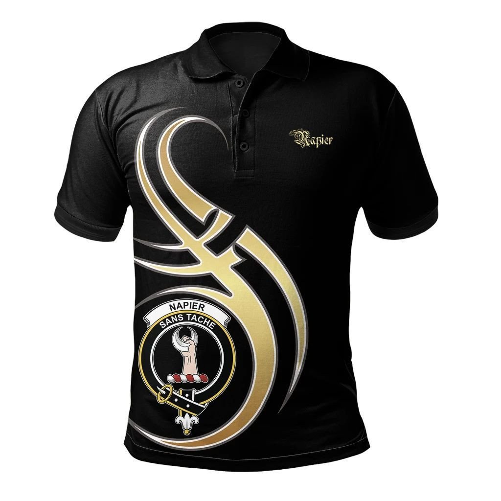 Napier Clan Believe In Me Polo Shirt - All Black Version