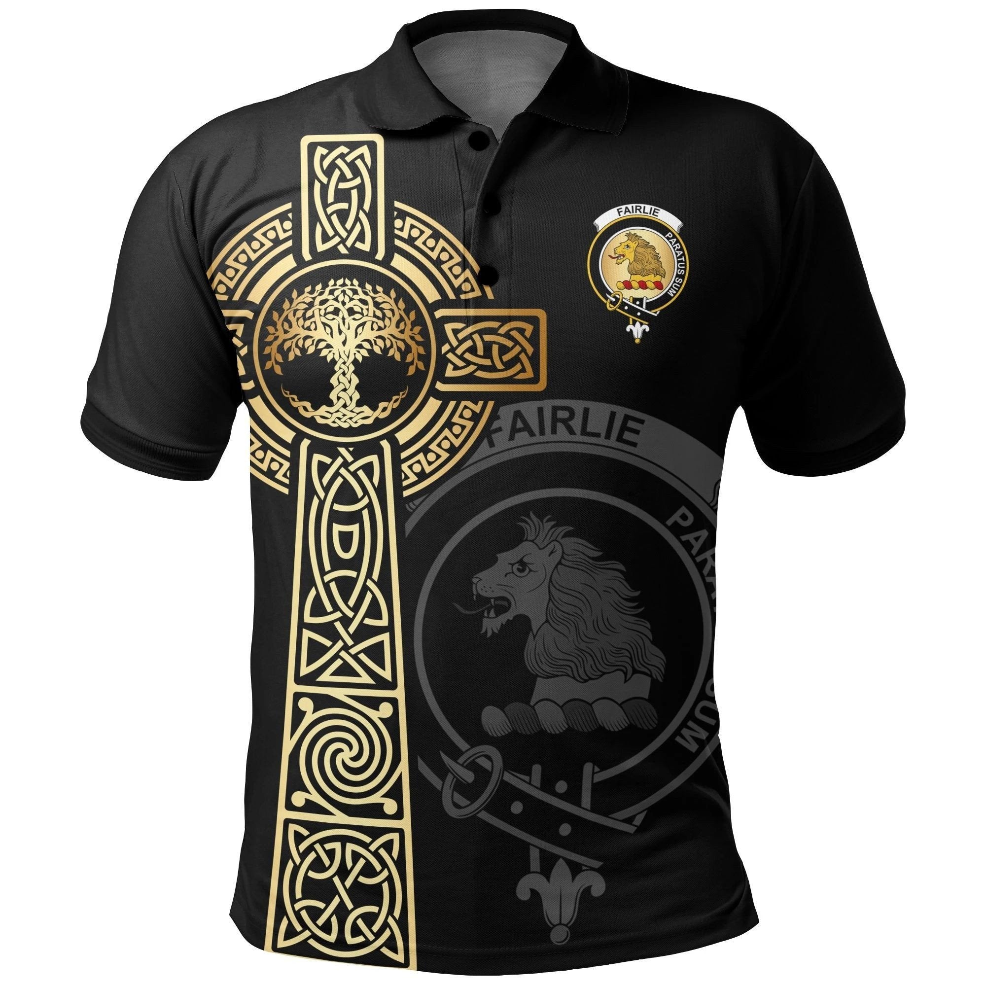 Fairlie Clan Polo Shirt, Scottish Tartan Fairlie Clans Polo Shirt Tree Of Life Style