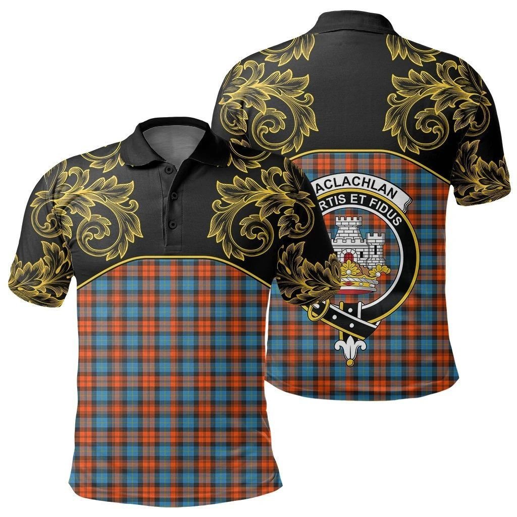MacLachlan Ancient Tartan Clan Crest Polo Shirt - Empire I - HJT4