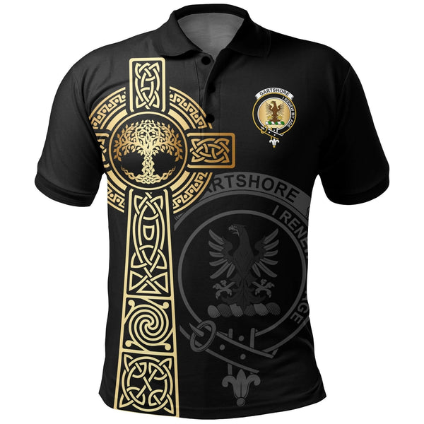 Gartshore Clan Polo Shirt, Scottish Tartan Gartshore Clans Polo Shirt Tree Of Life Style