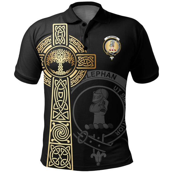 Clephan (or Clephane) Clan Polo Shirt, Scottish Tartan Clephan (or Clephane) Clans Polo Shirt Tree Of Life Style