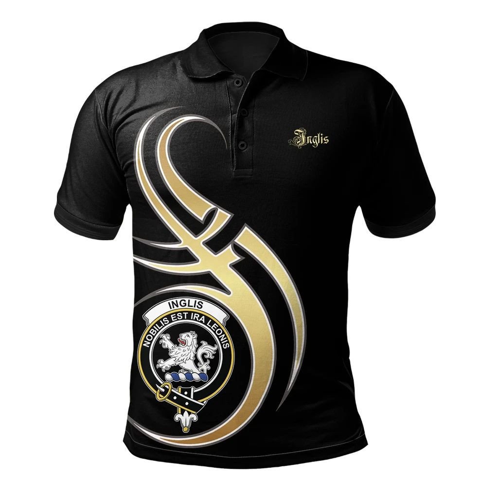 Inglis Clan Believe In Me Polo Shirt - All Black Version
