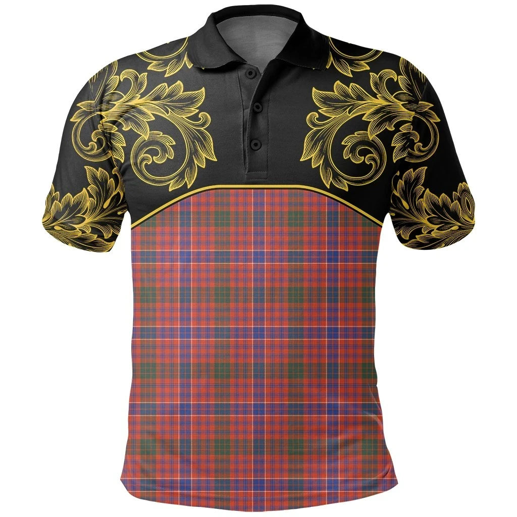 MacRae Ancient Tartan Clan Crest Polo Shirt - Empire I - HJT4 - Tartan Clans Store - Tartan Clans Clothing - Scottish Tartan Shopping - Clans Crest - Shopping In TartanClans - Polo Shirt For You