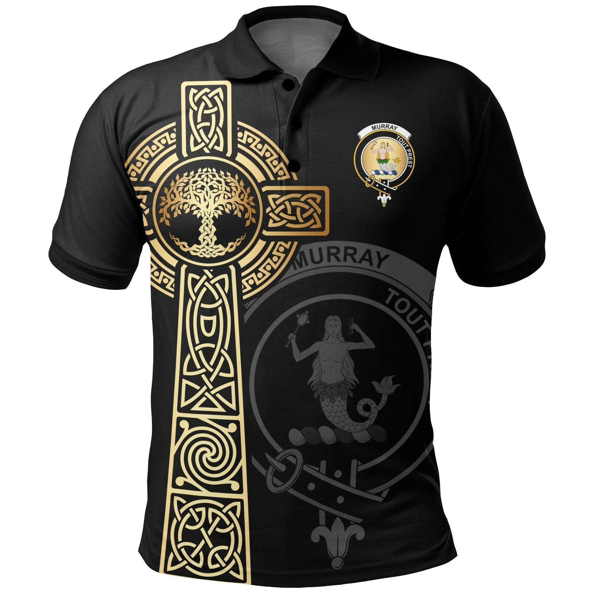 Murray (of Dysart) Clan Polo Shirt, Scottish Tartan Murray (of Dysart) Clans Polo Shirt Tree Of Life Style