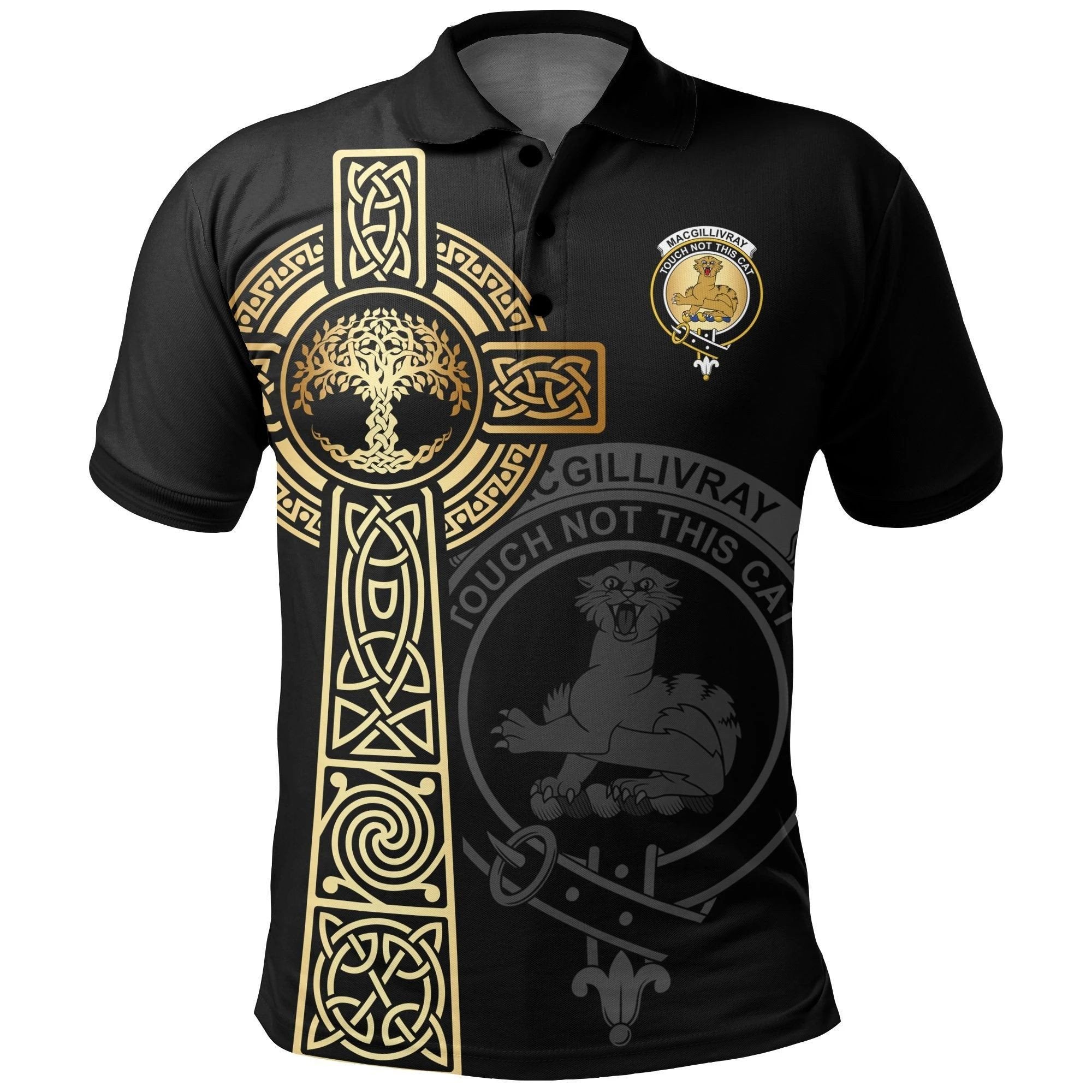 MacGillivray Clan Polo Shirt, Scottish Tartan MacGillivray Clans Polo Shirt Tree Of Life Style
