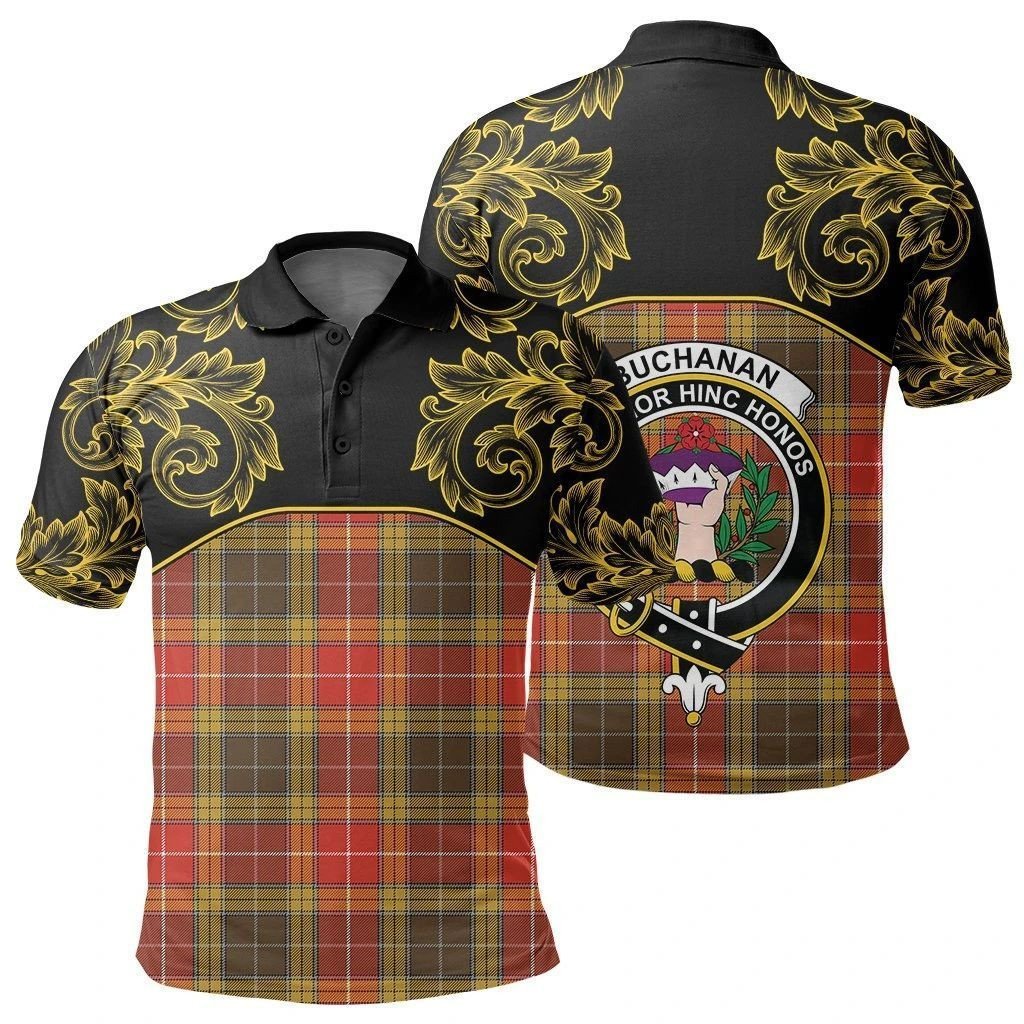 Buchanan Old Set Weathered Tartan Clan Crest Polo Shirt - Empire I - HJT4