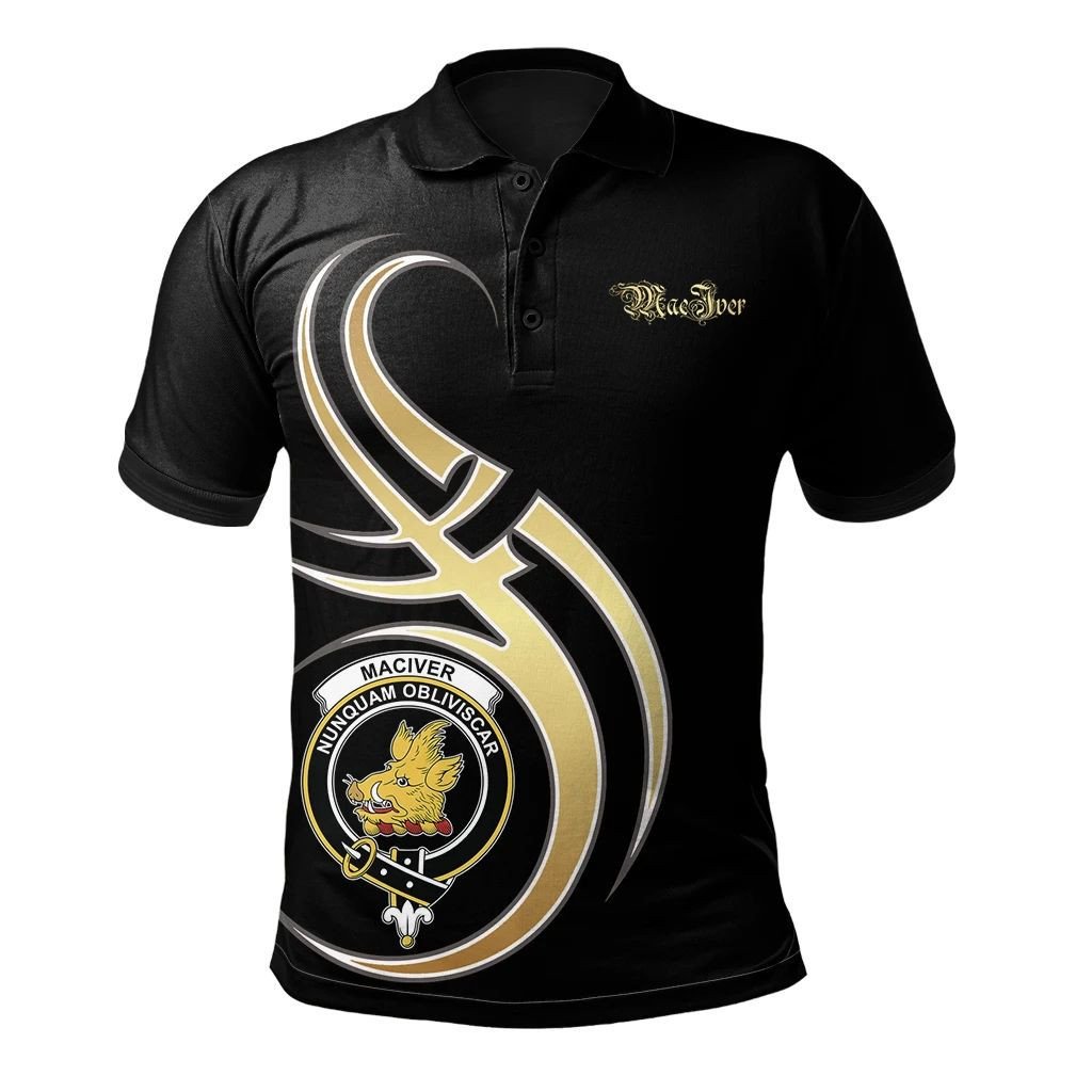 MacIver Clan Believe In Me Polo Shirt - All Black Version