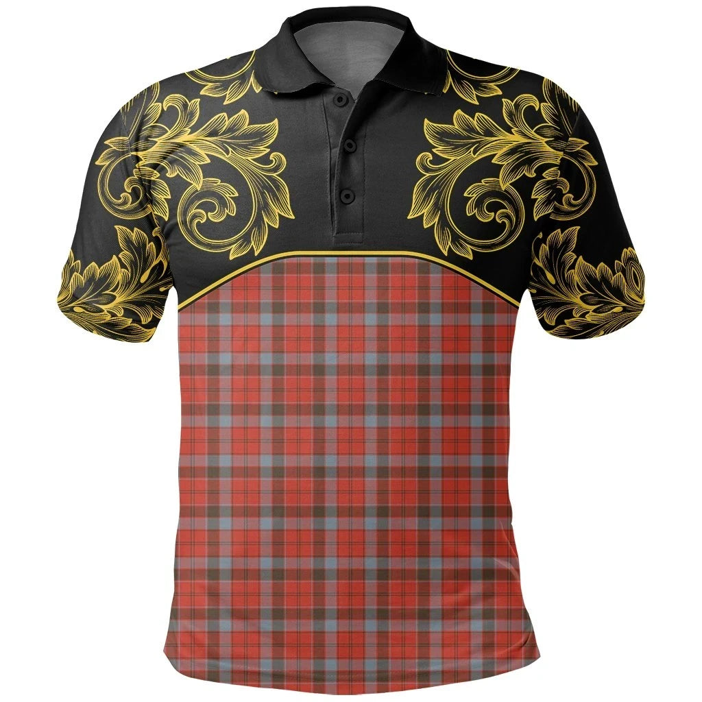 Robertson Weathered Tartan Clan Crest Polo Shirt - Empire I - HJT4 - Tartan Clans Store - Tartan Clans Clothing - Scottish Tartan Shopping - Clans Crest - Shopping In TartanClans - Polo Shirt For You