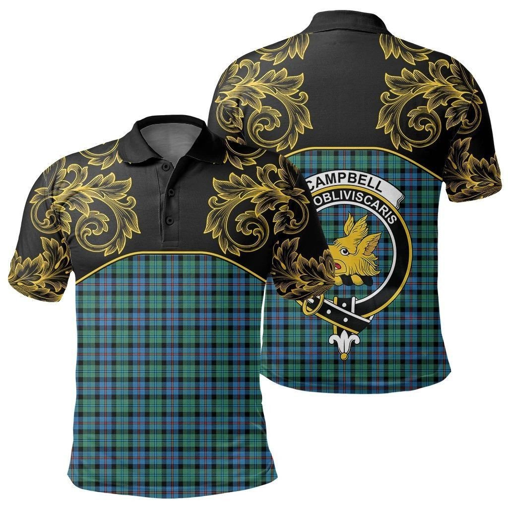 Campbell of Cawdor Ancient Tartan Clan Crest Polo Shirt - Empire I - HJT4