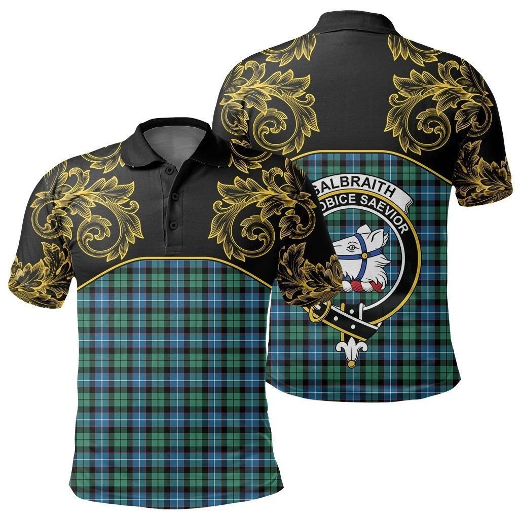 Galbraith Ancient Tartan Clan Crest Polo Shirt - Empire I - HJT4