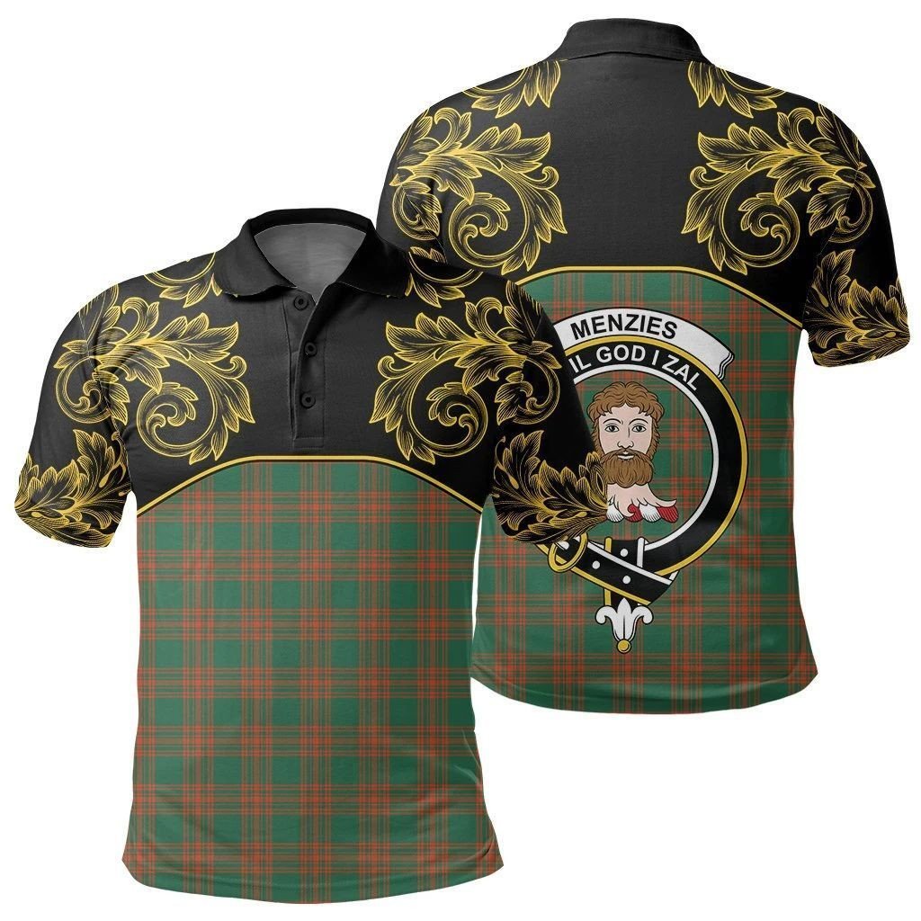 Menzies Green Ancient Tartan Clan Crest Polo Shirt - Empire I - HJT4