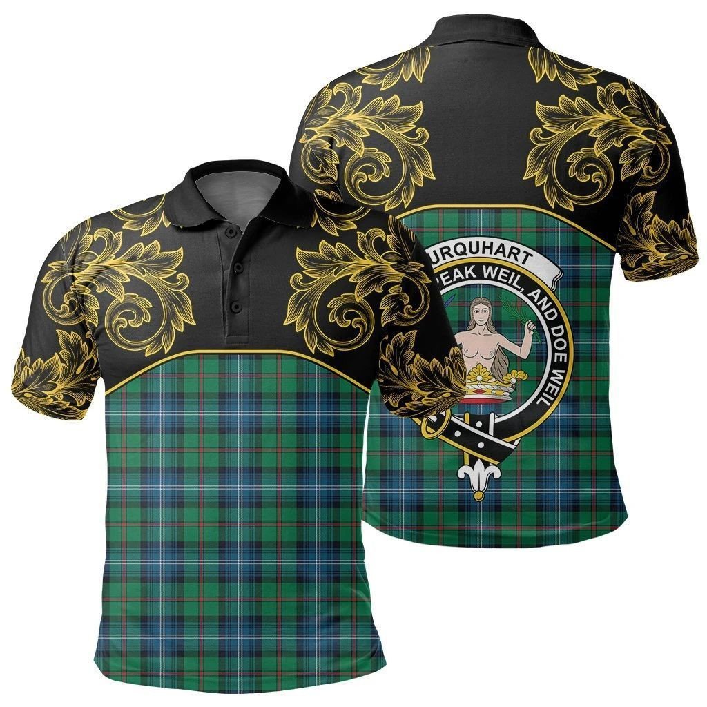 Urquhart Ancient Tartan Clan Crest Polo Shirt - Empire I - HJT4