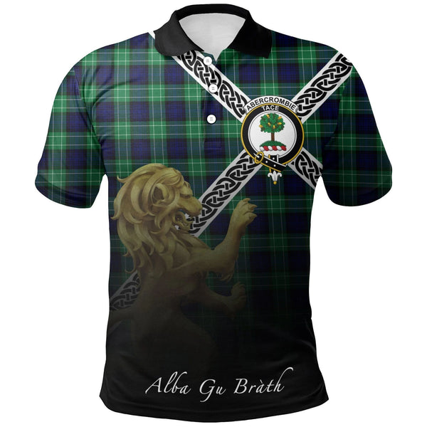 Abercrombie Clan Polo Shirt, Scottish Tartan Abercrombie Clans Polo Shirt Celtic Lion Style