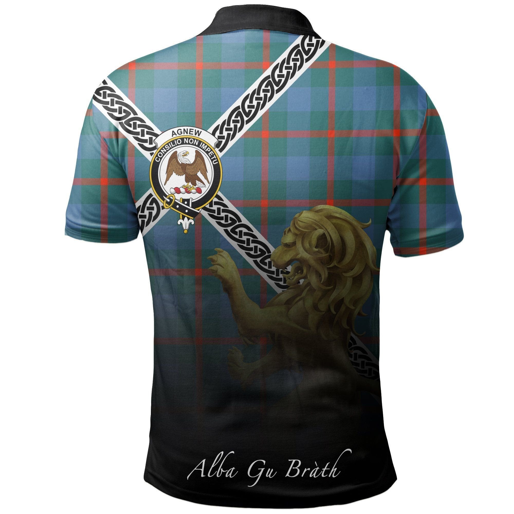Agnew Ancient Clan Polo Shirt, Scottish Tartan Agnew Ancient Clans Polo Shirt Celtic Lion Style