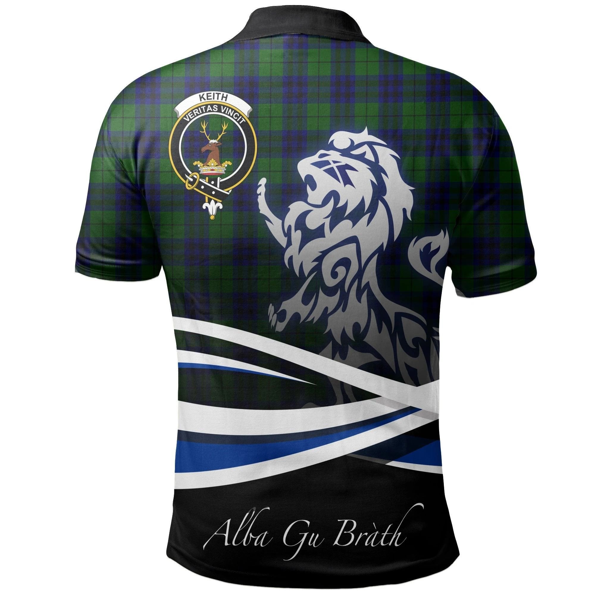 Keith Modern Clan Polo Shirt, Scottish Tartan Keith Modern Clans Polo Shirt Crest Lion Style