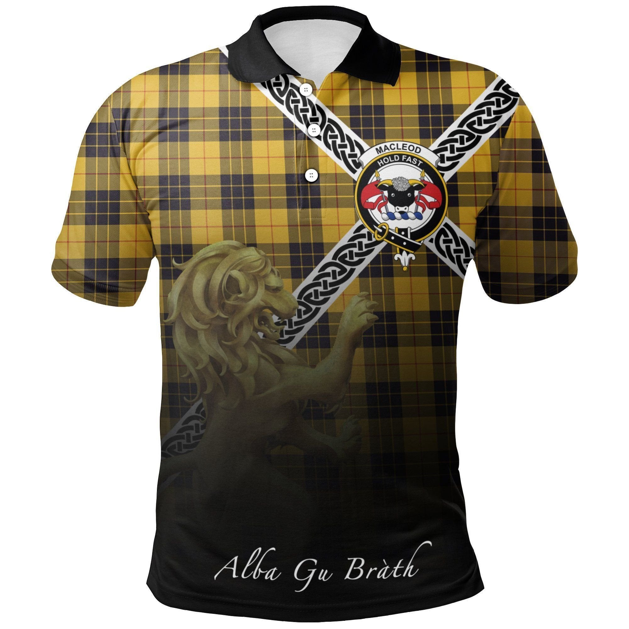 MacLeod of Lewis Ancient Clan Polo Shirt, Scottish Tartan MacLeod of Lewis Ancient Clans Polo Shirt Celtic Lion Style