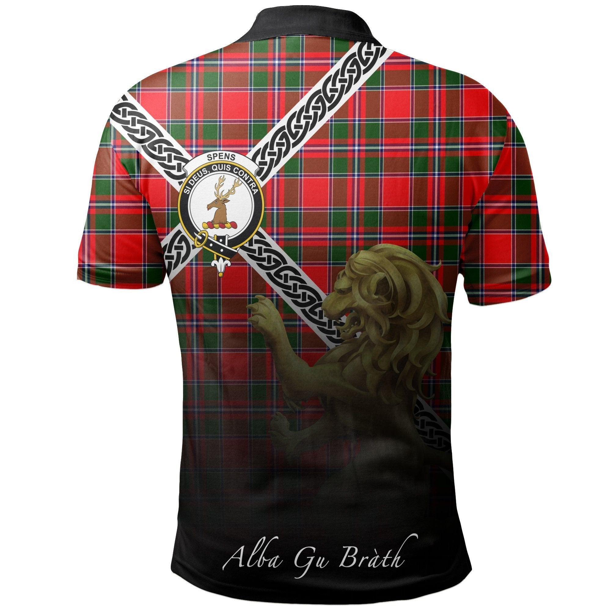 Spens Modern Clan Polo Shirt, Scottish Tartan Spens Modern Clans Polo Shirt Celtic Lion Style