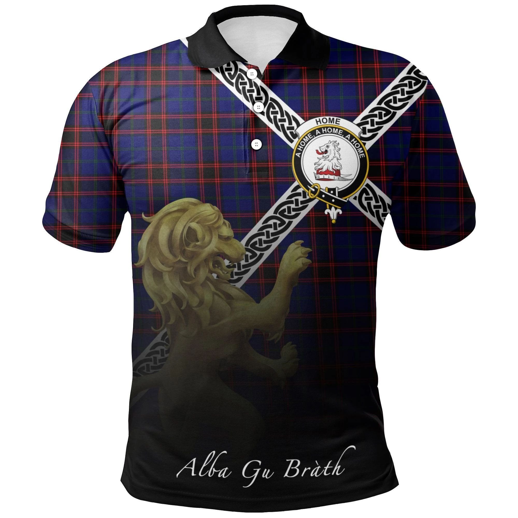 Home Modern Clan Polo Shirt, Scottish Tartan Home Modern Clans Polo Shirt Celtic Lion Style