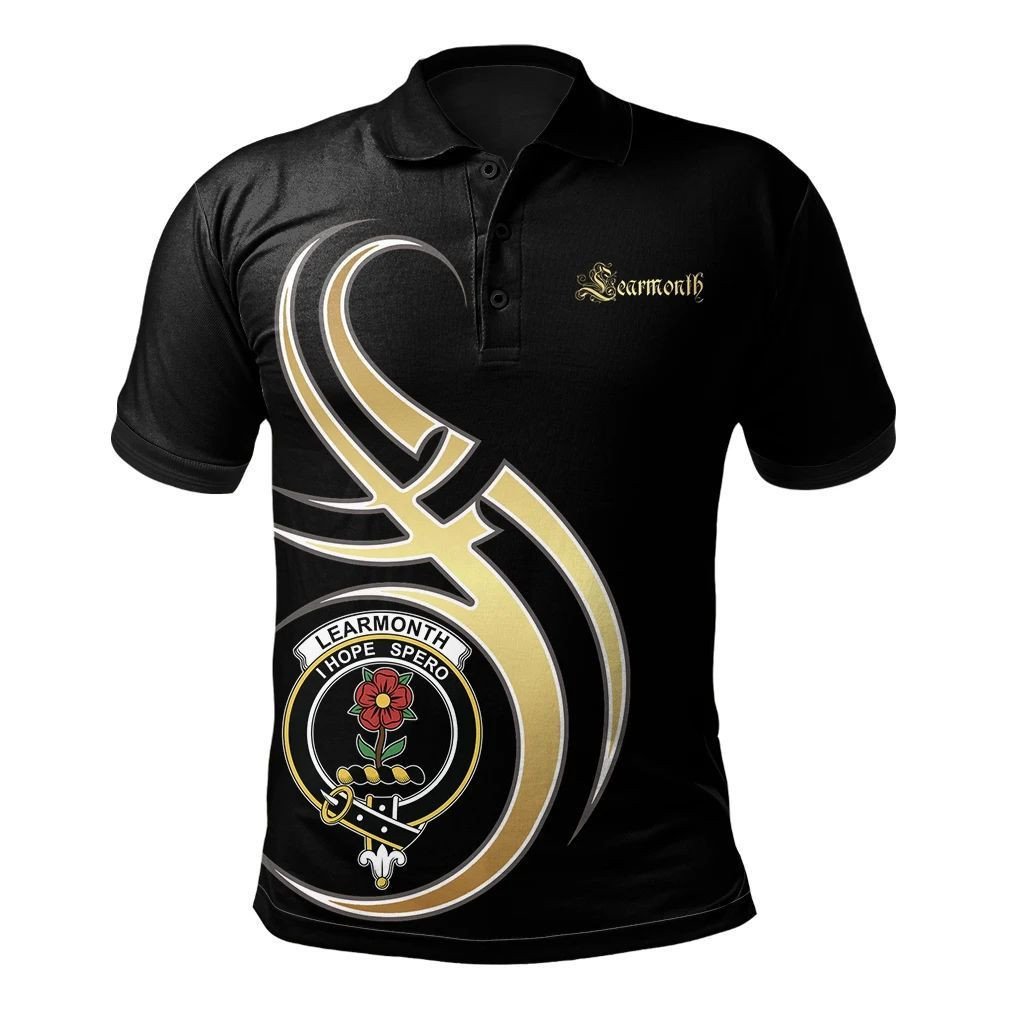 Learmonth Clan Believe In Me Polo Shirt - All Black Version