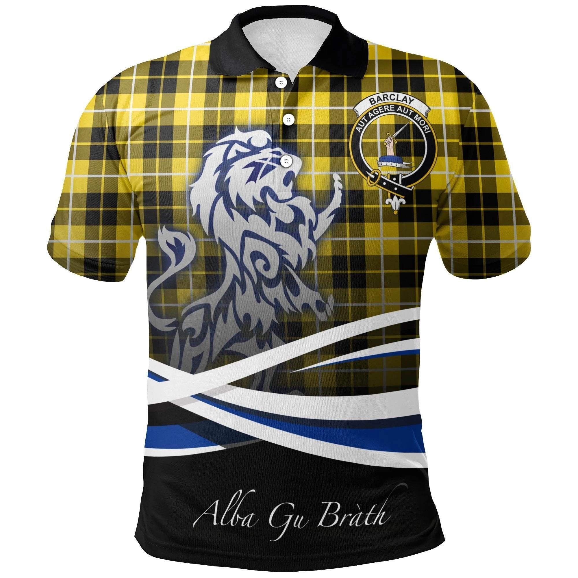 Barclay Dress Modern Clan Polo Shirt, Scottish Tartan Barclay Dress Modern Clans Polo Shirt Crest Lion Style